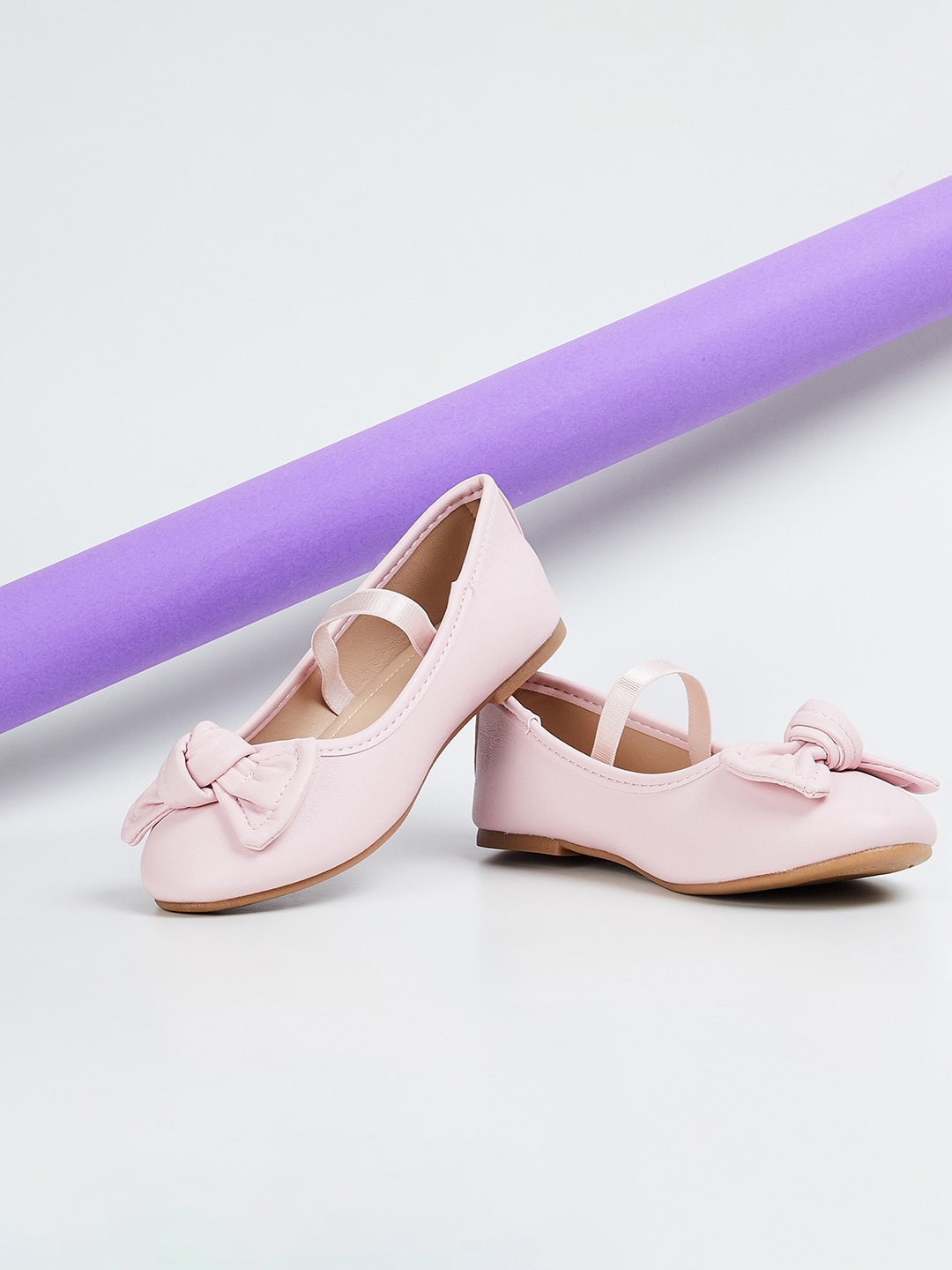 

max Girls Round Toe Ballerinas With Bows, Pink