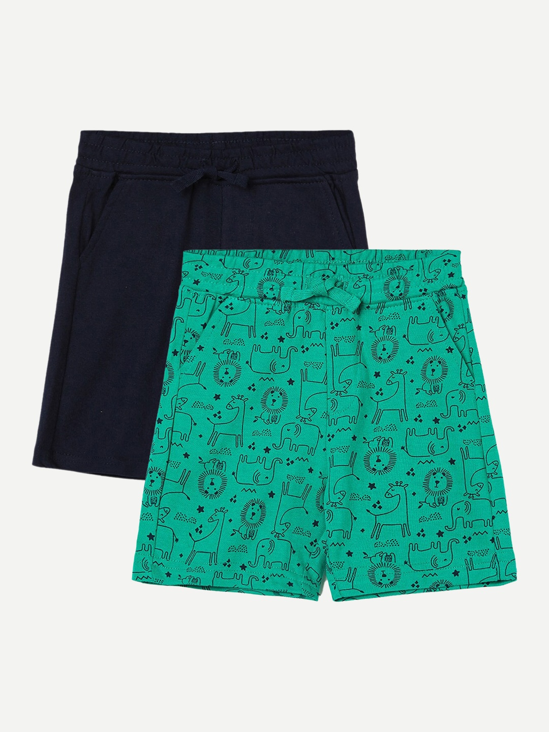

Juniors by Lifestyle Boys Pack Of 2 Printed Pure Cotton Shorts, Green