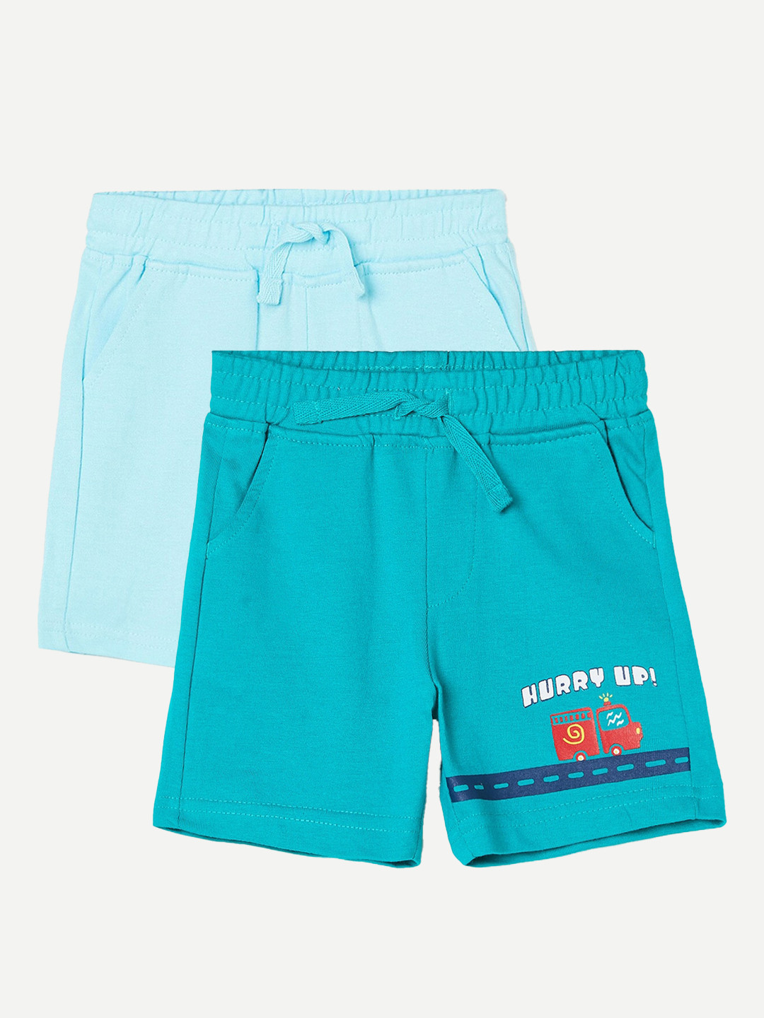 

Juniors by Lifestyle Boys Pack Of 2 Printed Pure Cotton Shorts, Turquoise blue
