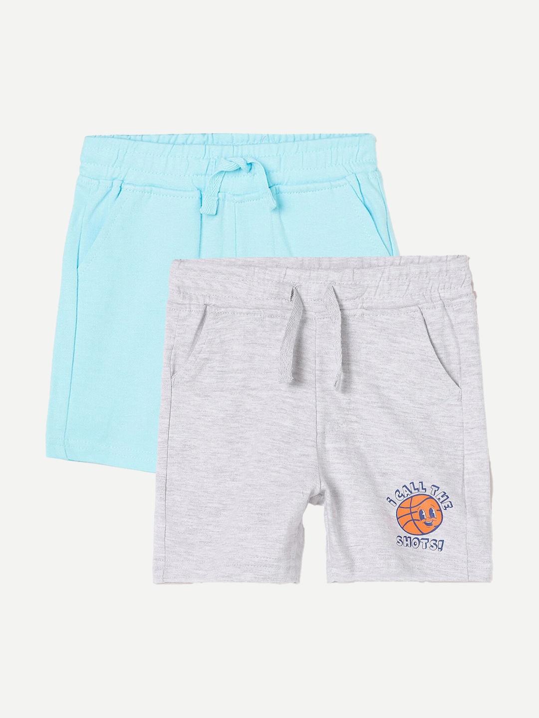 

Juniors by Lifestyle Boys Pack Of 2 Printed Pure Cotton Shorts, Grey melange