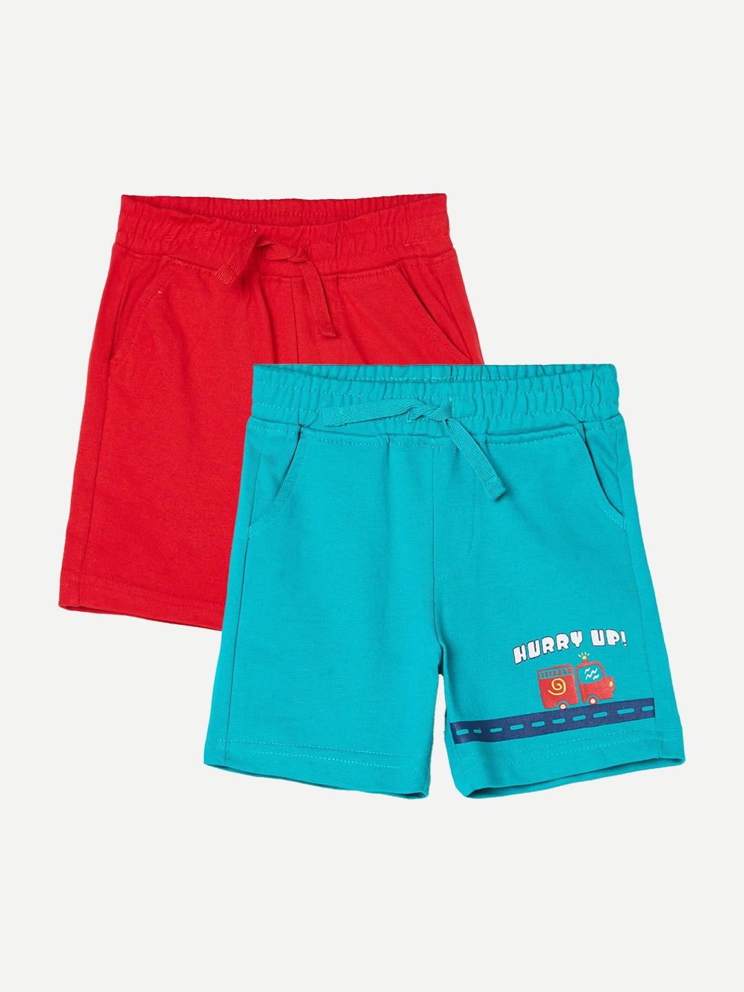 

Juniors by Lifestyle Boys Pack Of 2 Printed Pure Cotton Shorts, Turquoise blue