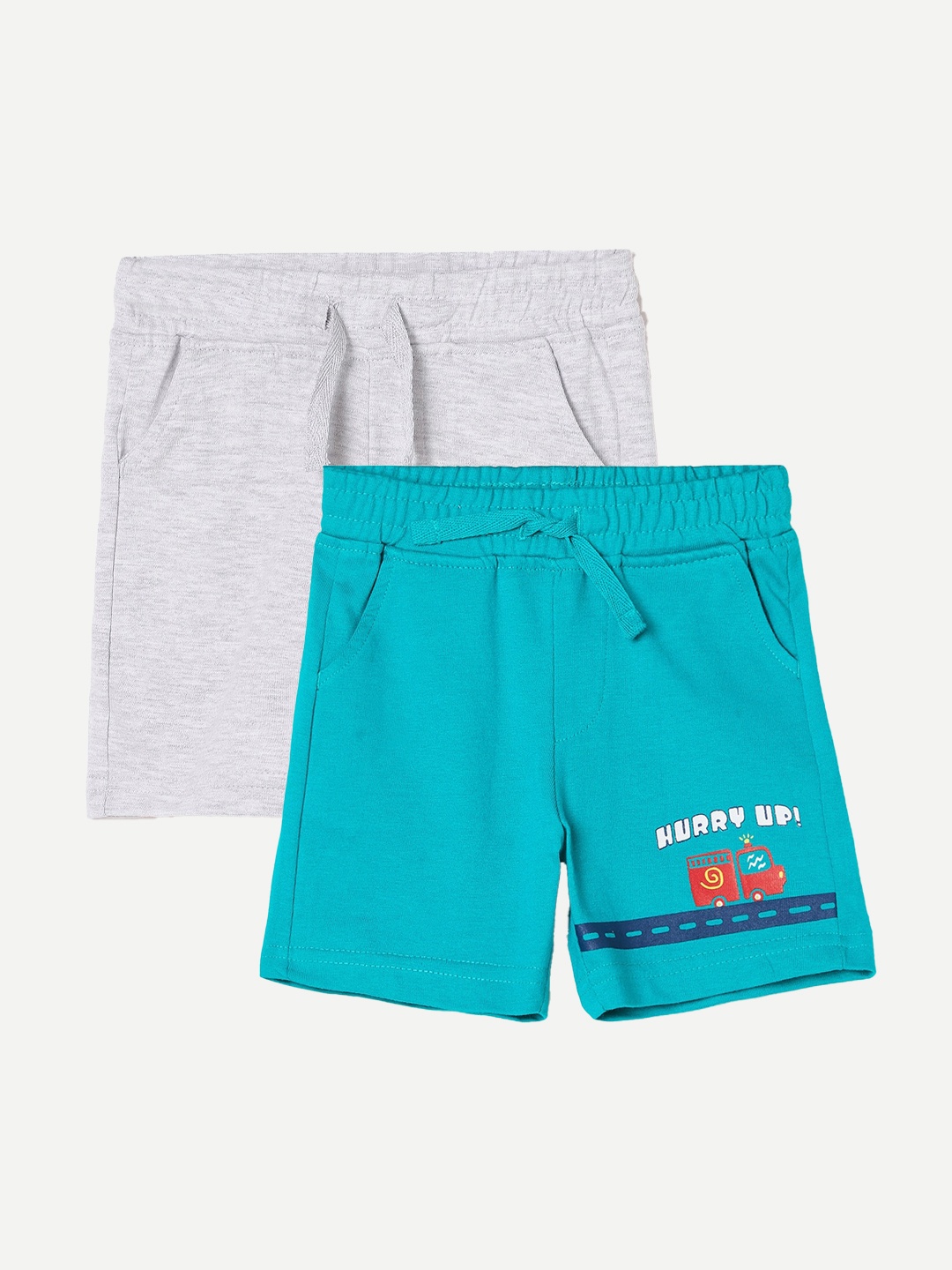 

Juniors by Lifestyle Boys Pack Of 2 Printed Cotton Shorts, Turquoise blue