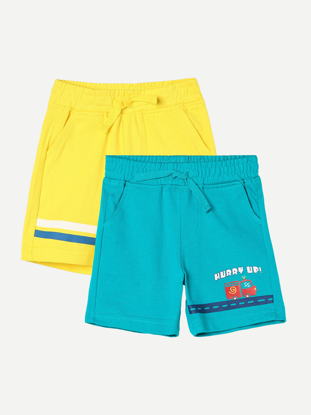 

Juniors by Lifestyle Boys Pack Of 2 Printed Cotton Shorts, Turquoise blue