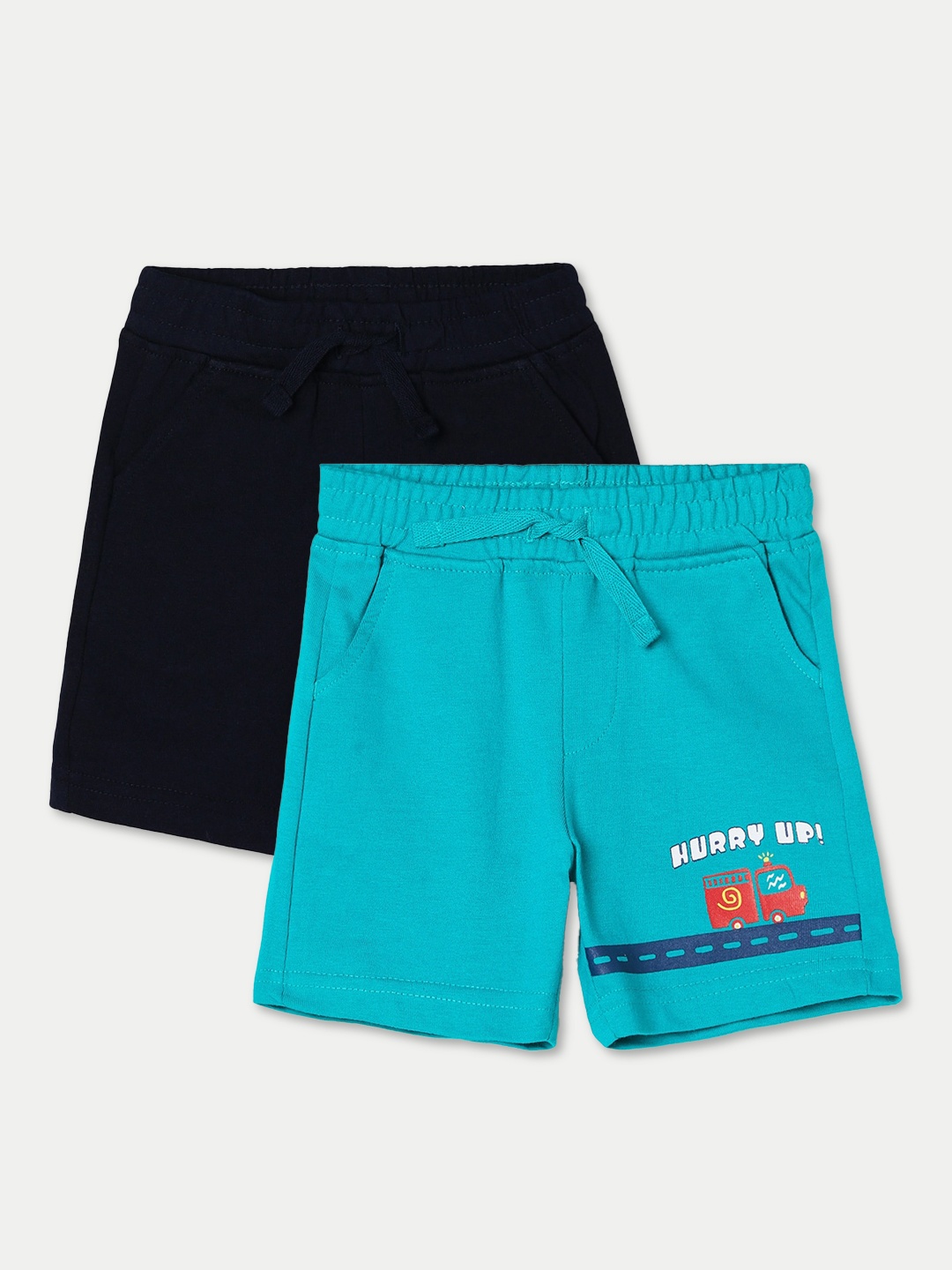 

Juniors by Lifestyle Boys Pack Of 2 Printed Cotton Shorts, Turquoise blue