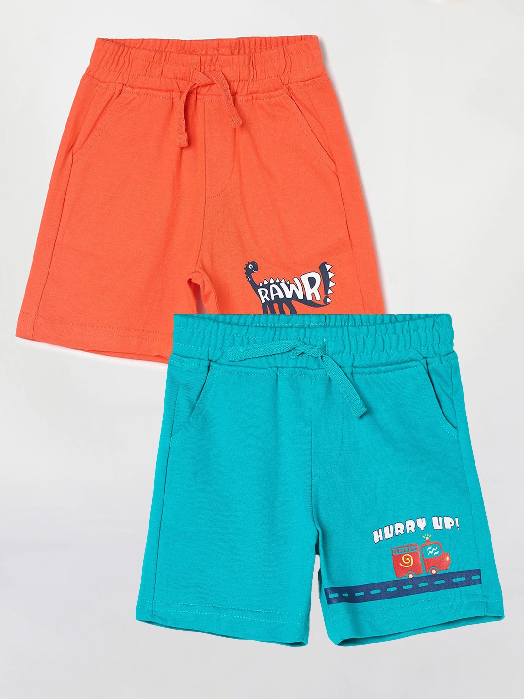 

Juniors by Lifestyle Boys Pack Of 2 Printed Cotton Shorts, Turquoise blue