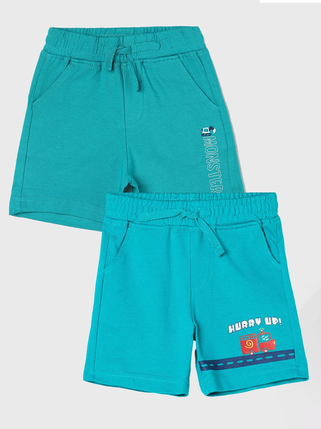 

Juniors by Lifestyle Boys Pack Of 2 Printed Cotton Shorts, Turquoise blue