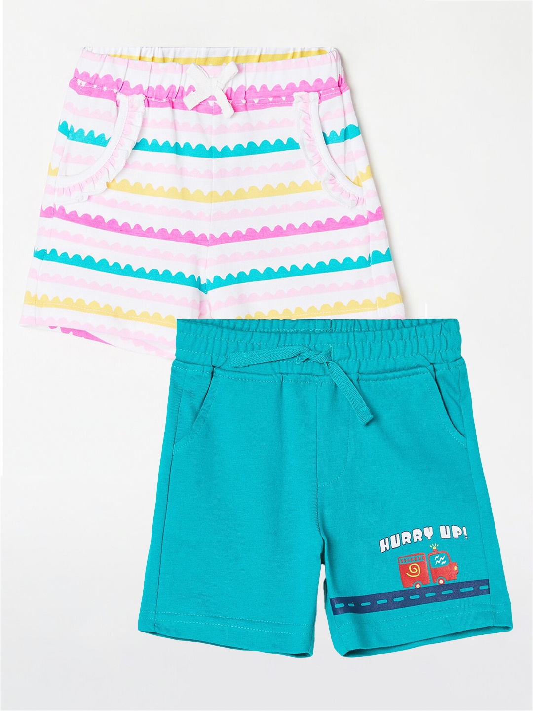 

Juniors by Lifestyle Girls Pack Of 2 Printed Pure Cotton Shorts, White
