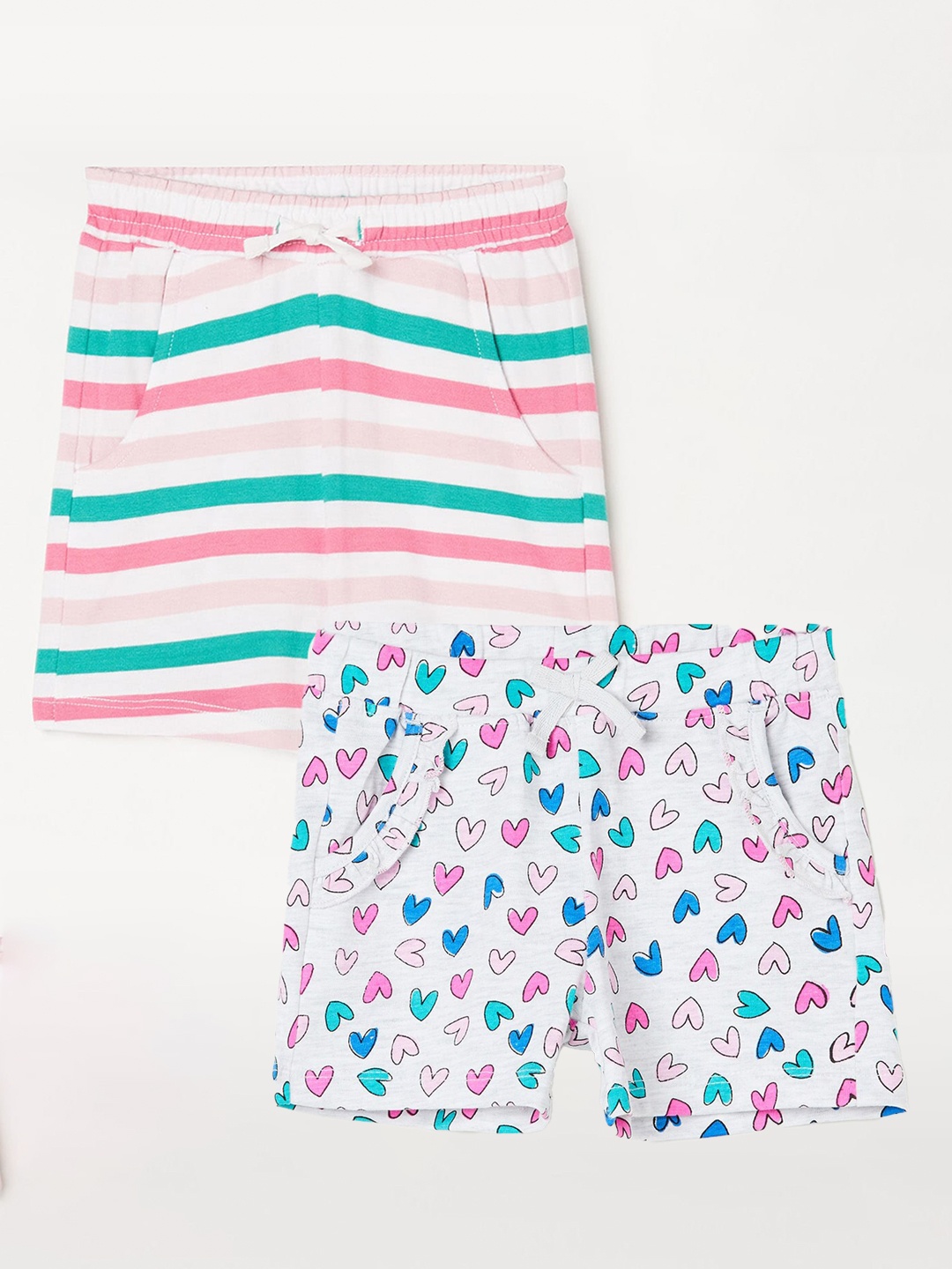 

Juniors by Lifestyle Girls Pack Of 2 Printed Pure Cotton Shorts, White
