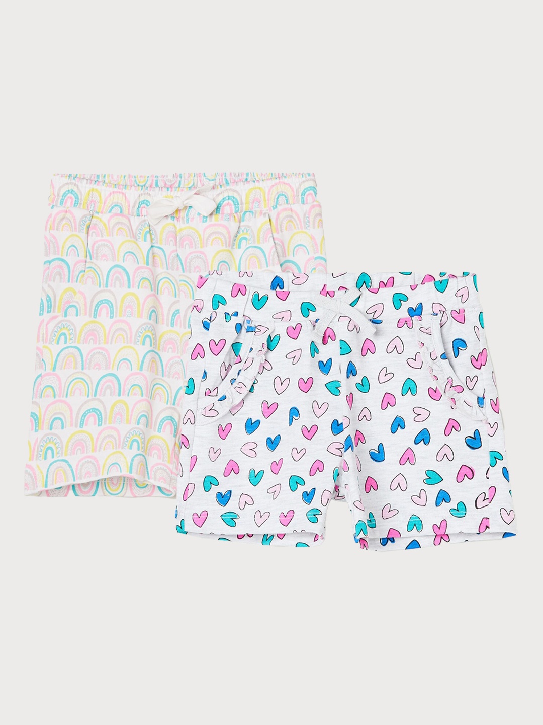 Juniors by Lifestyle Girls Pack Of 2 Printed Pure Cotton Shorts, White