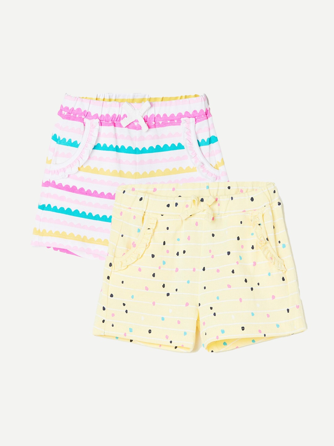 

Juniors by Lifestyle Girls Pack Of 2 Printed Pure Cotton Shorts, Yellow