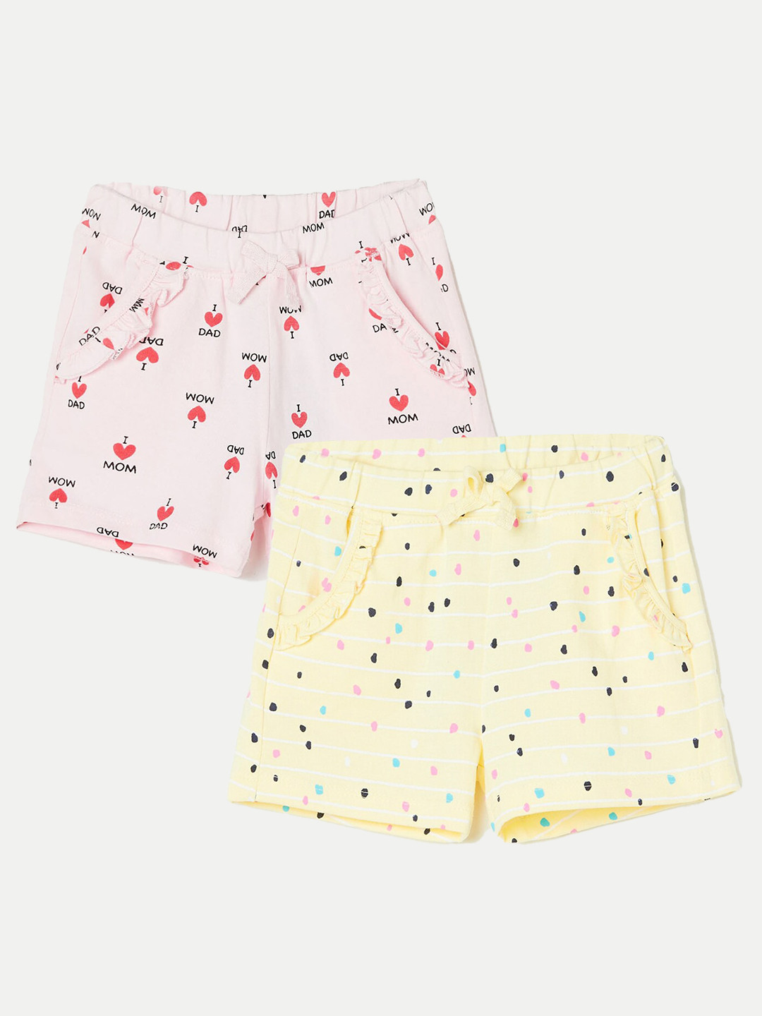 

Juniors by Lifestyle Girls Pack Of 2 Printed Pure Cotton Shorts, Yellow