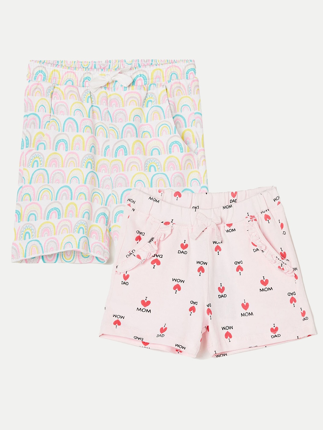 

Juniors by Lifestyle Girls Pack Of 2 Printed Pure Cotton Shorts, Pink