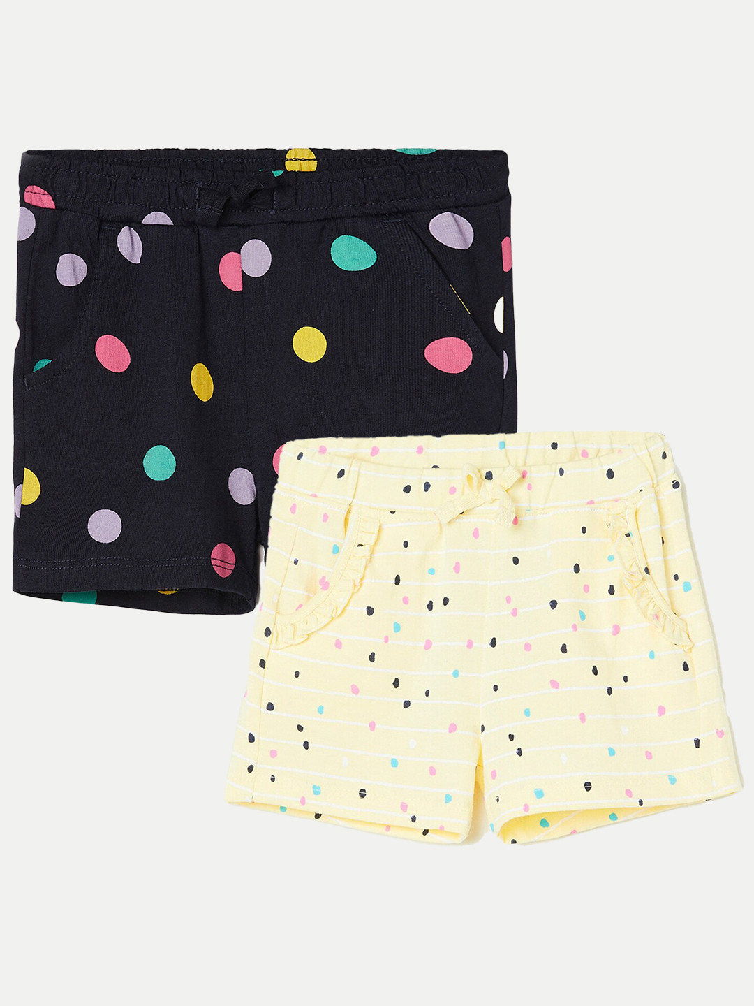 

Juniors by Lifestyle Girls Pack Of 2 Printed Pure Cotton Shorts, Yellow