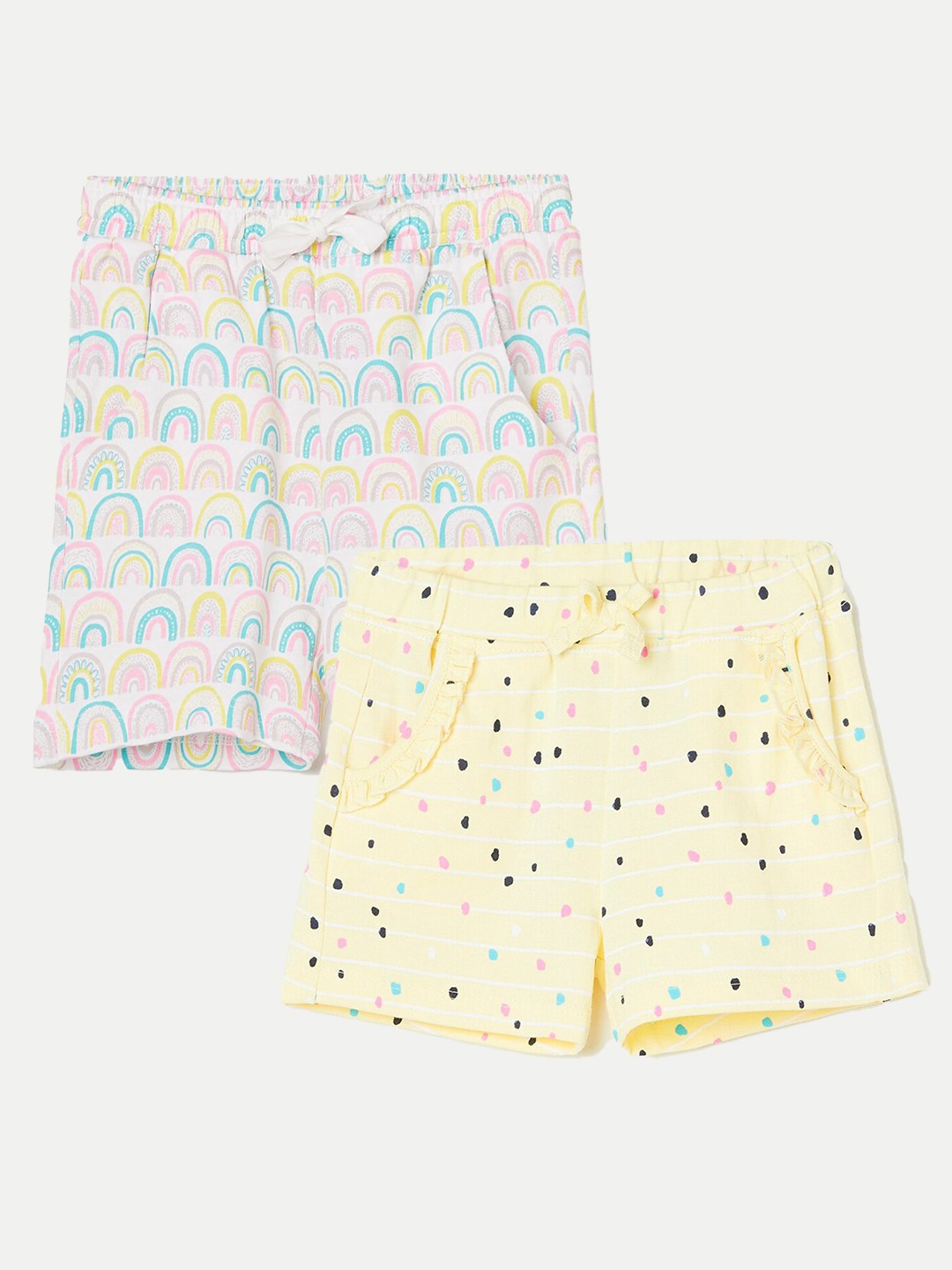 

Juniors by Lifestyle Girls Pack Of 2 Printed Pure Cotton Shorts, Yellow