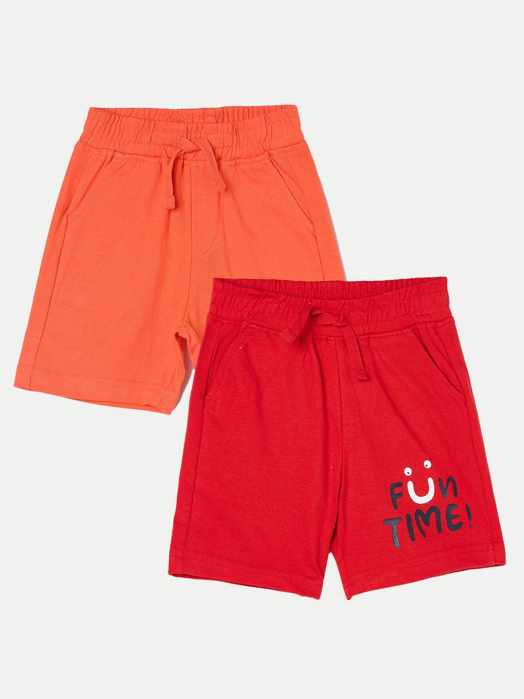 Juniors by Lifestyle Boys Pack Of 2 Printed Cotton Shorts, Red