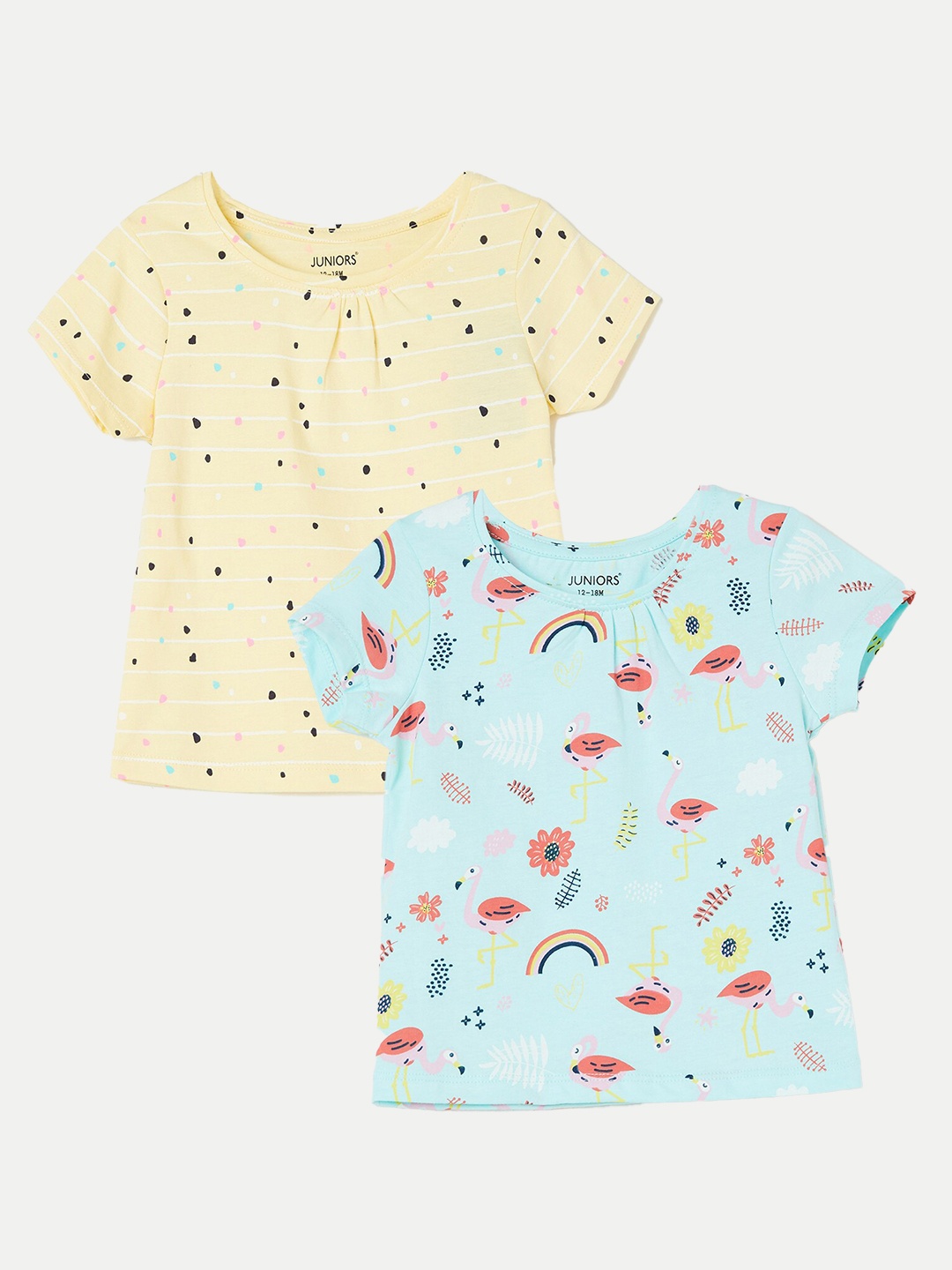 

Juniors by Lifestyle Girls Pack Of 2 Conversational Printed Cotton T-Shirt, Blue