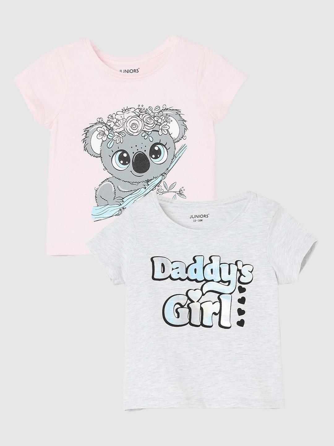 

Juniors by Lifestyle Kids Pack of 2 Typography Printed Cotton T-Shirt, Grey