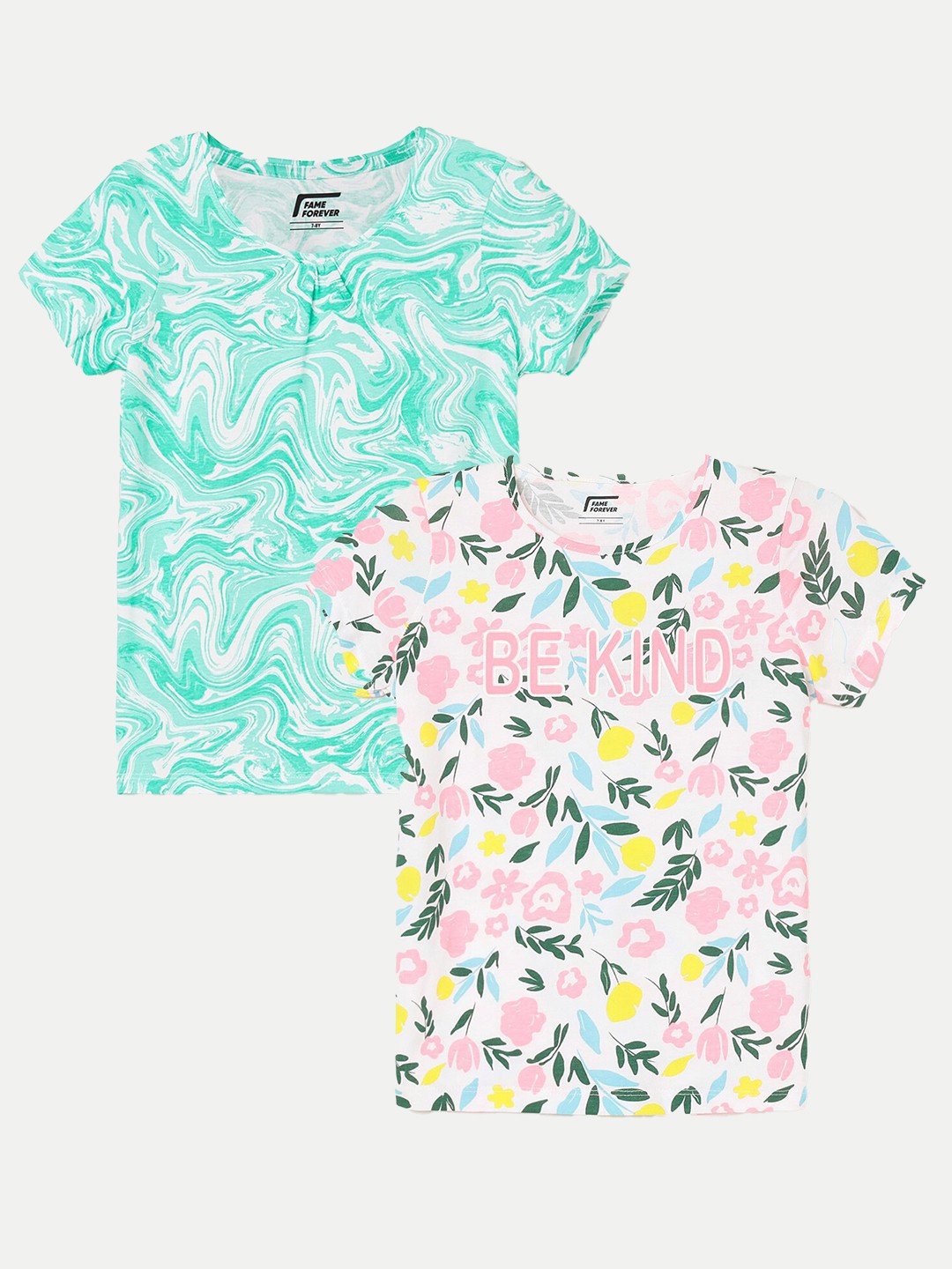 

Fame Forever by Lifestyle Girls Pack Of 2 Printed Cotton T-Shirt, White