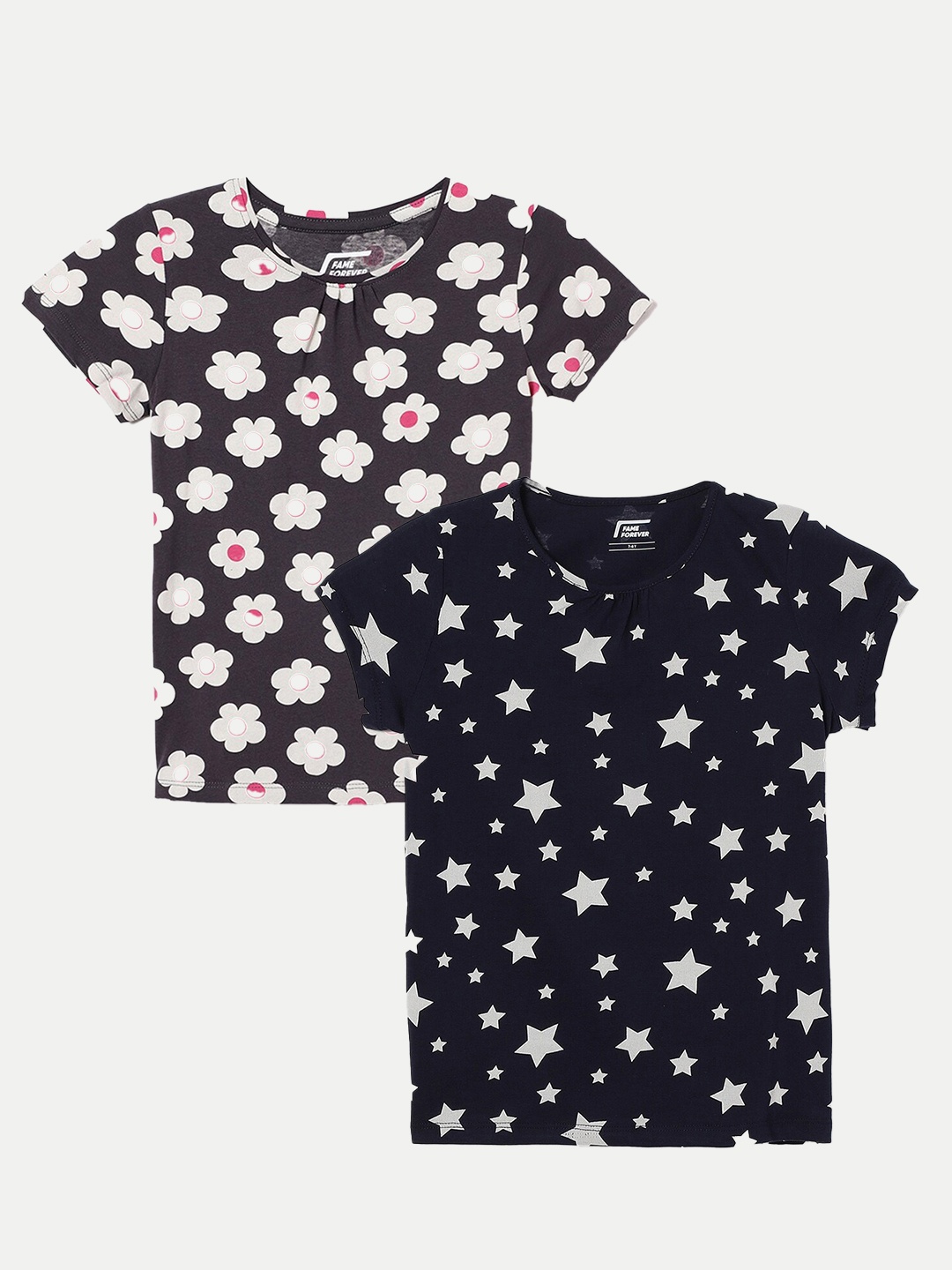 

Fame Forever by Lifestyle Girls Pack Of 2 Printed Cotton T-Shirt, Blue