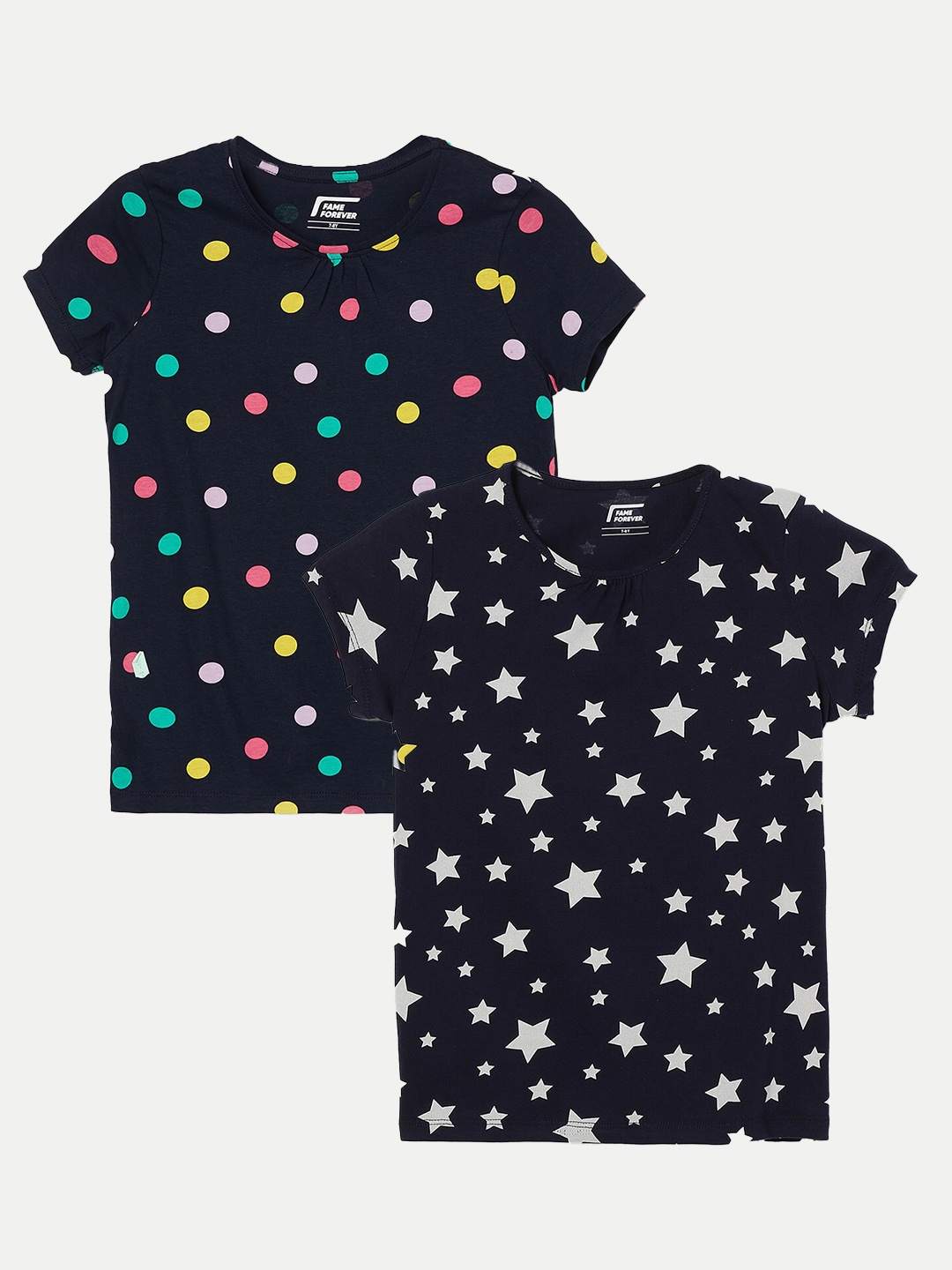 

Fame Forever by Lifestyle Girls Pack Of 2 Printed Cotton T-Shirt, Blue