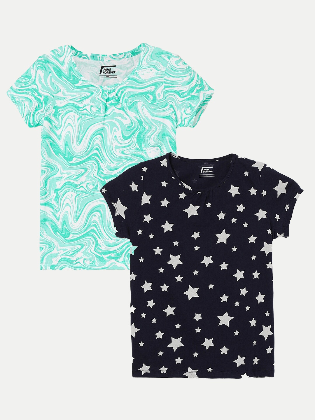 

Fame Forever by Lifestyle Girls Pack Of 2 Printed Cotton T-Shirt, Navy blue