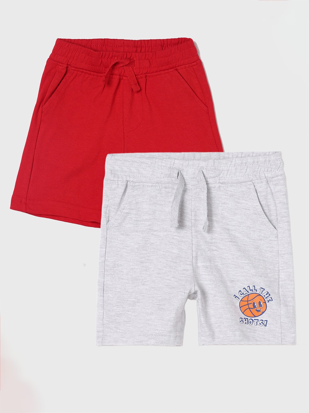 

Juniors by Lifestyle Boys Pack Of 2 Striped Cotton Shorts, Grey melange