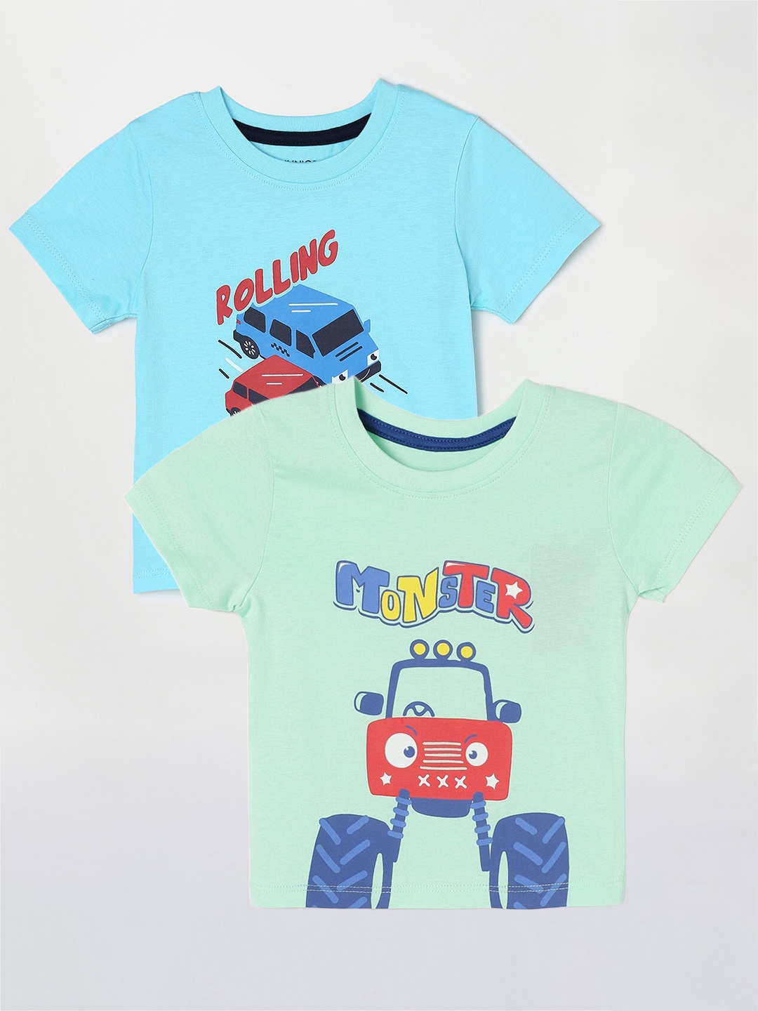 

Juniors by Lifestyle Boys Pack Of 2 Typography Printed Cotton T-Shirt, Green