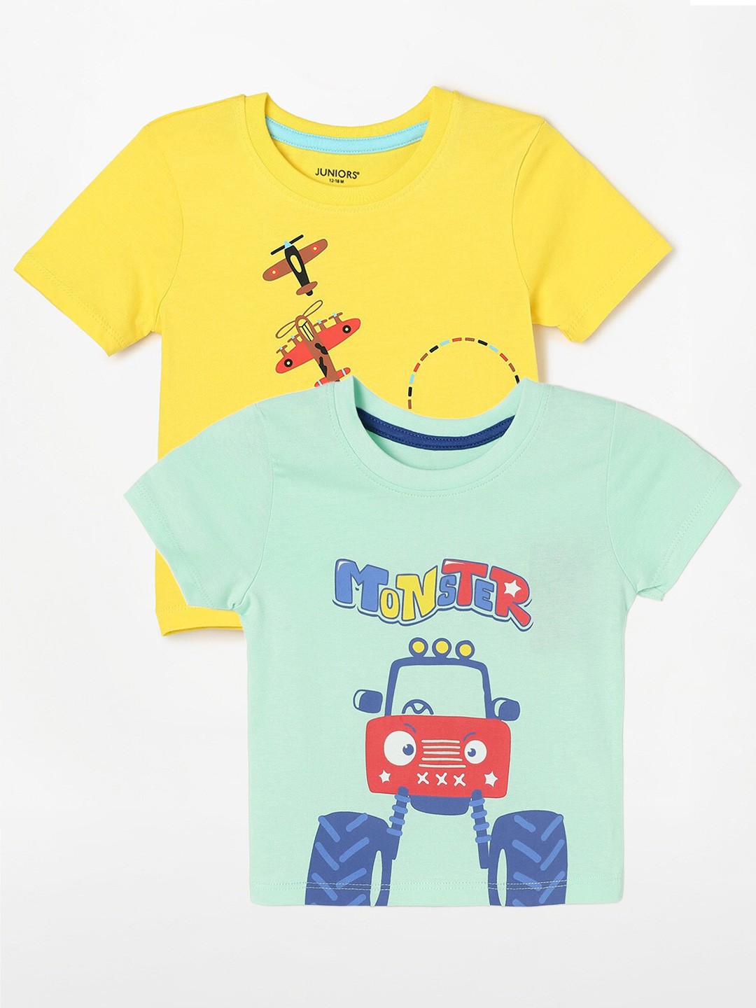 

Juniors by Lifestyle Boys Pack of 2 Printed Cotton T-Shirt, Green