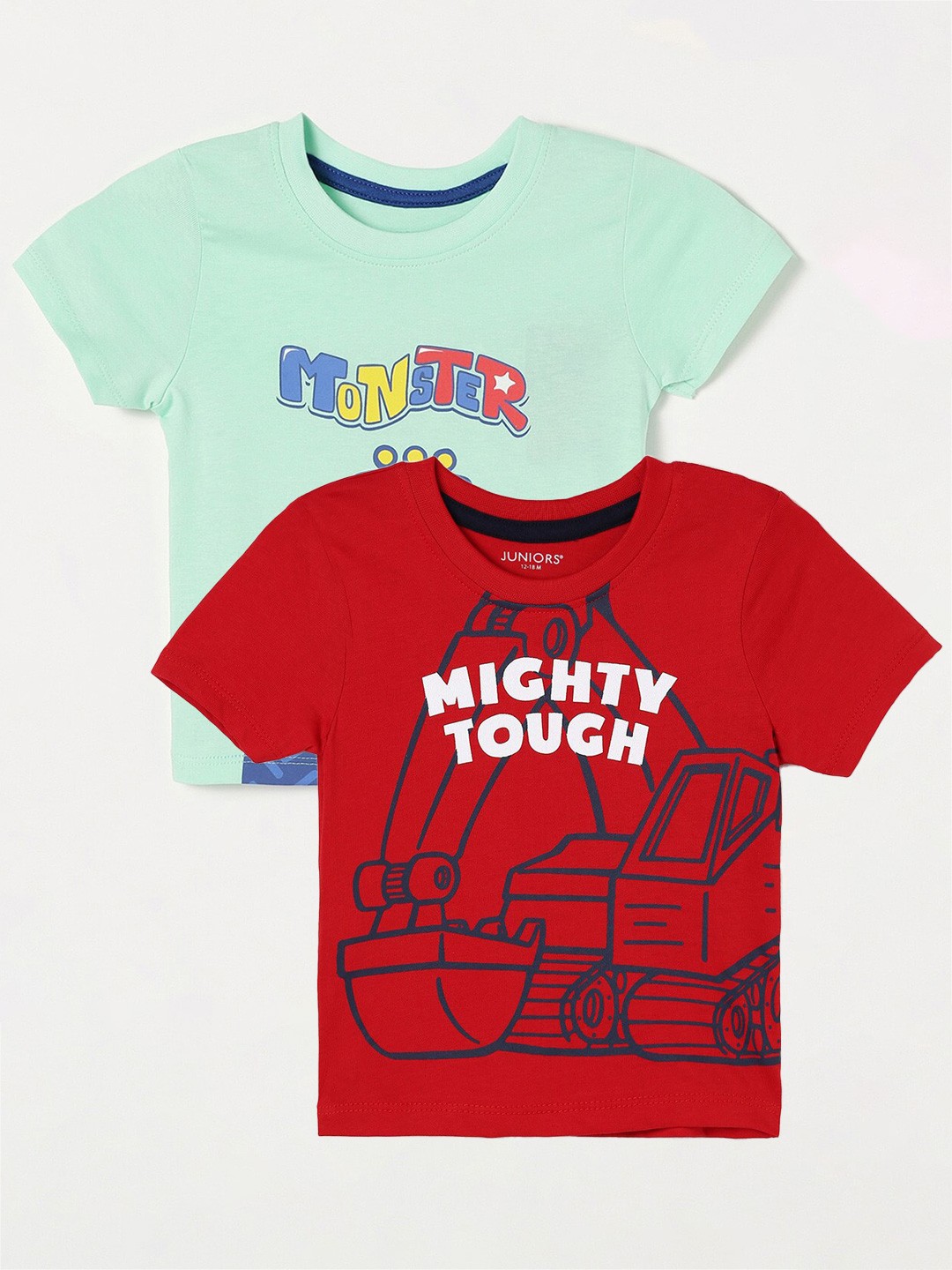 

Juniors by Lifestyle Boys Pack Of 2 Typography Printed Cotton T-Shirts, Red