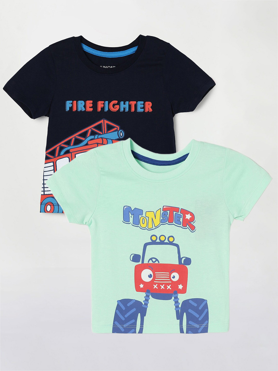 

Juniors by Lifestyle Boys Pack Of 2 Typography Printed Cotton T-Shirts, Green