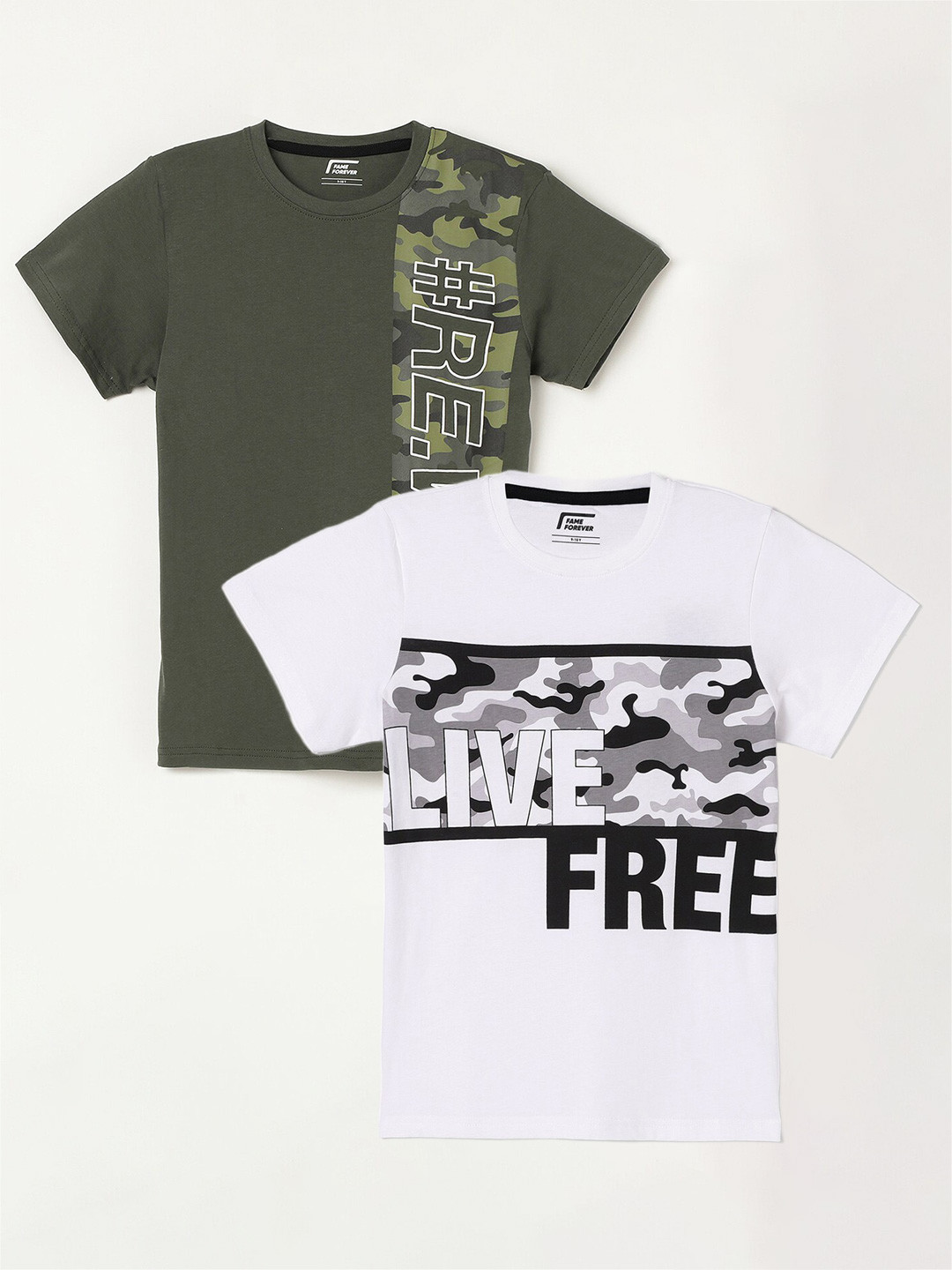 

Fame Forever by Lifestyle Boys Pack Of 2 Printed Cotton T-Shirts, White