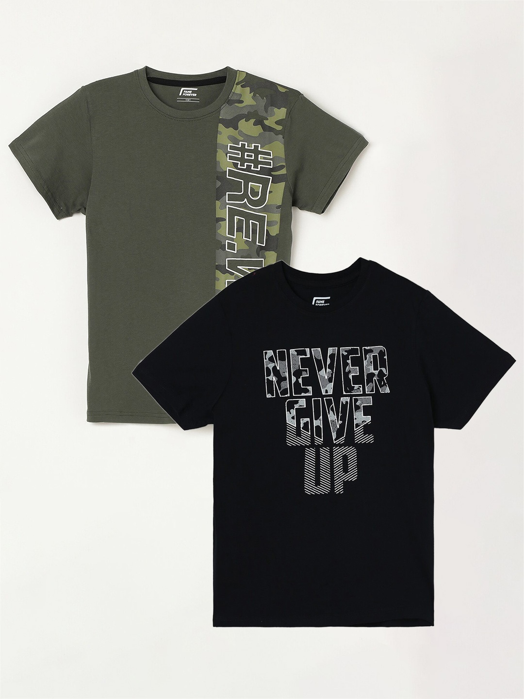 

Fame Forever by Lifestyle Boys Pack Of 2 Printed Cotton T-Shirt, Black