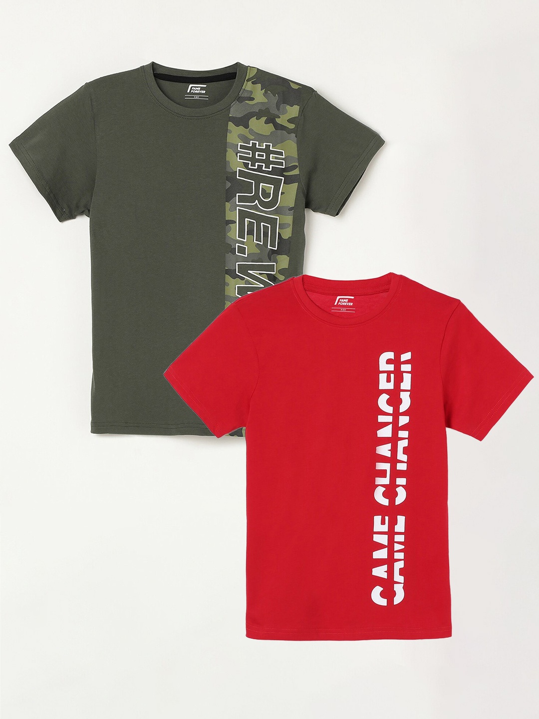 

Fame Forever by Lifestyle Boys Pack Of 2 Printed Cotton T-Shirts, Red