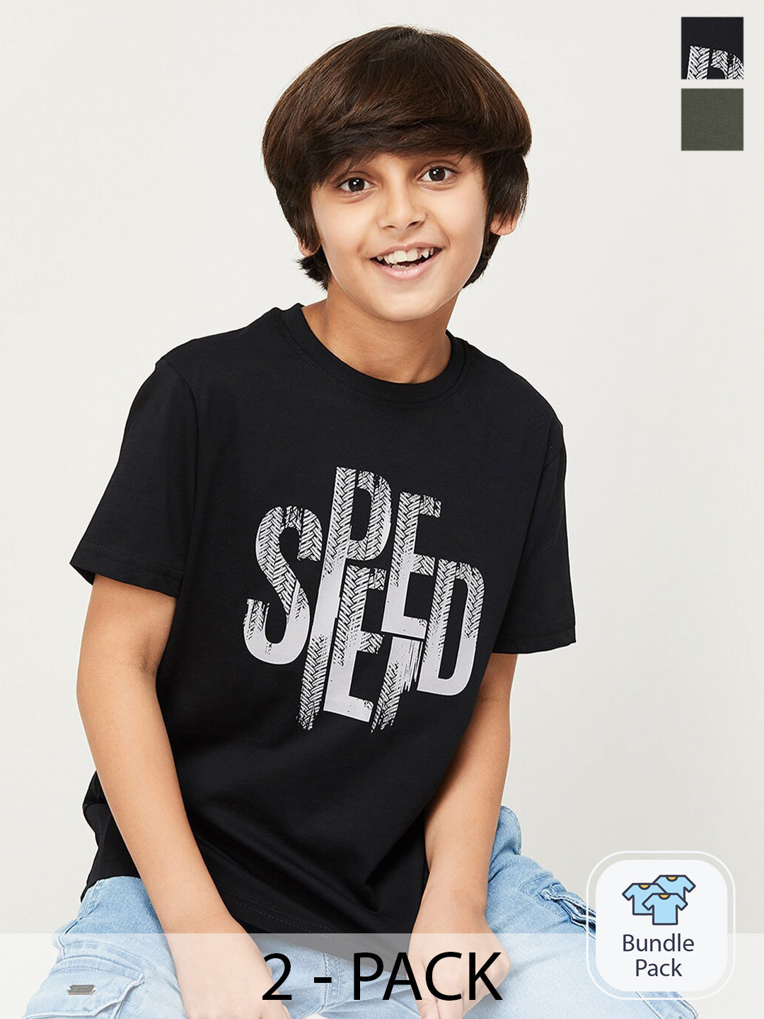 

Fame Forever by Lifestyle Boys Pack Of 2 Printed Cotton T-Shirts, Black