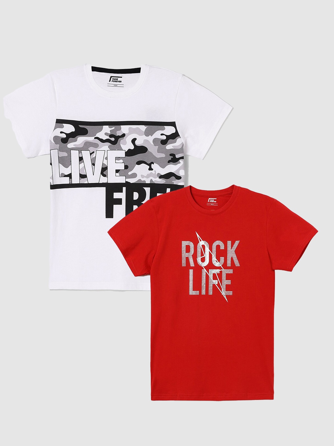 

Fame Forever by Lifestyle Boys Pack Of 2 Printed Pure Cotton T-Shirts, White
