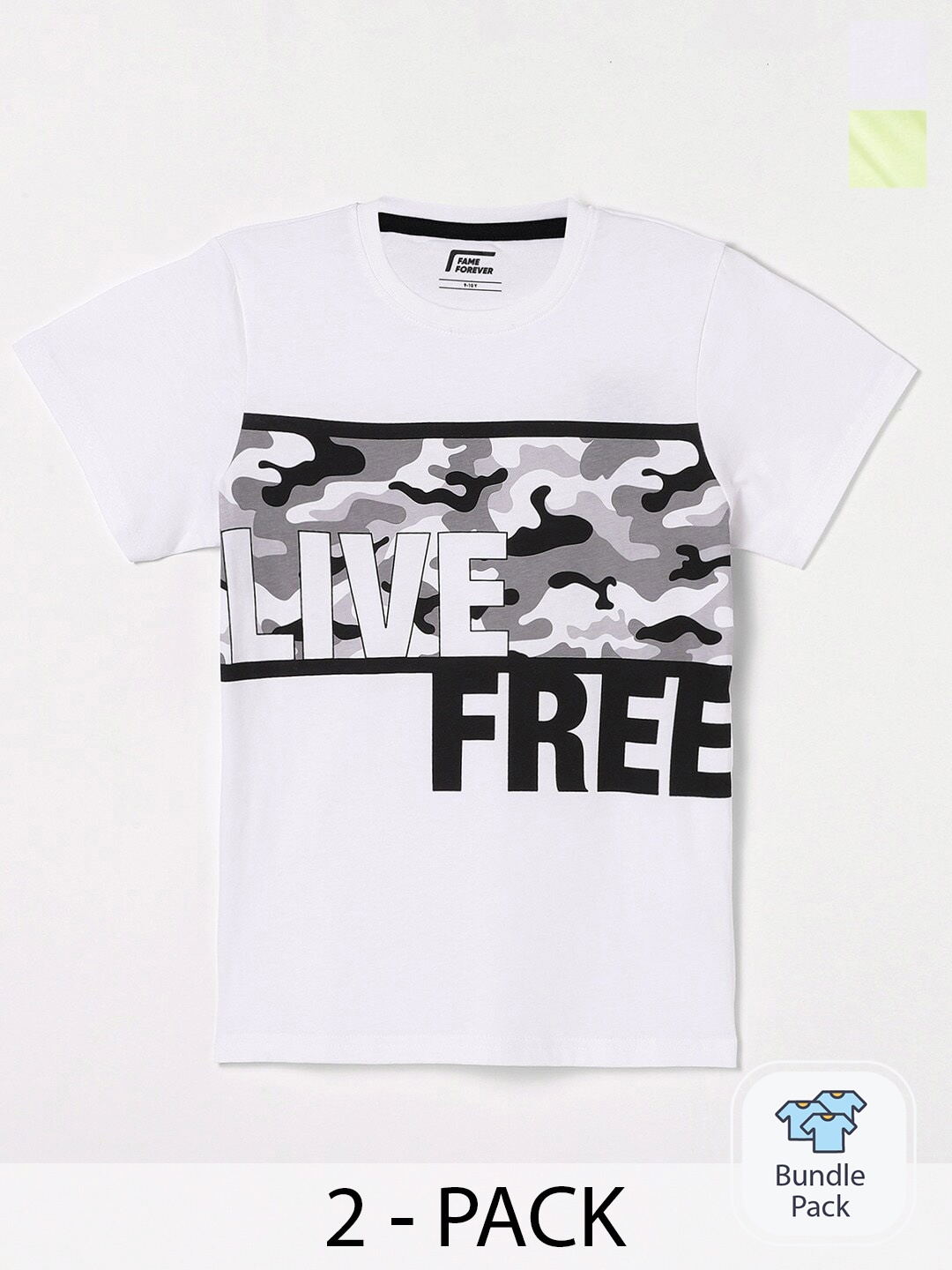 

Fame Forever by Lifestyle Boys Pack Of 2 Printed Pure Cotton T-Shirts, White