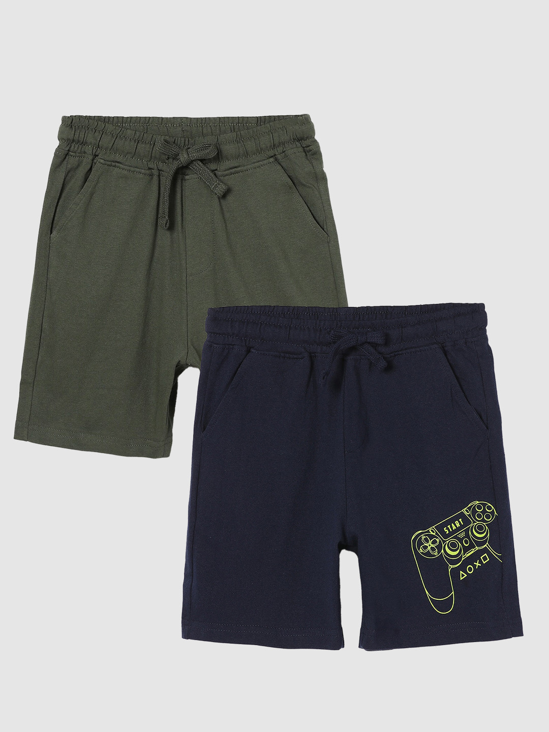 

Fame Forever by Lifestyle Boys Pack Of 2 Printed Cotton Regular Shorts, Olive