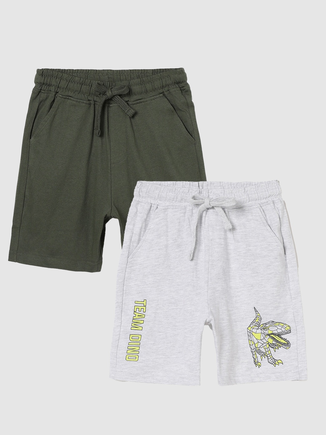 Fame Forever by Lifestyle Boys Pack Of 2 Printed Regular Shorts, Olive