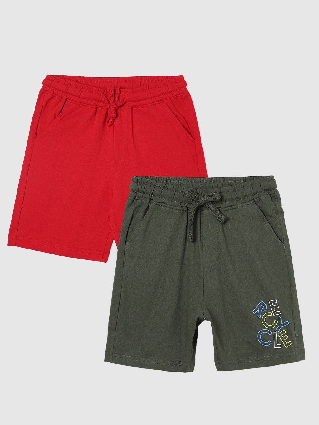 

Fame Forever by Lifestyle Boys Pack Of 2 Printed Cotton Regular Shorts, Red