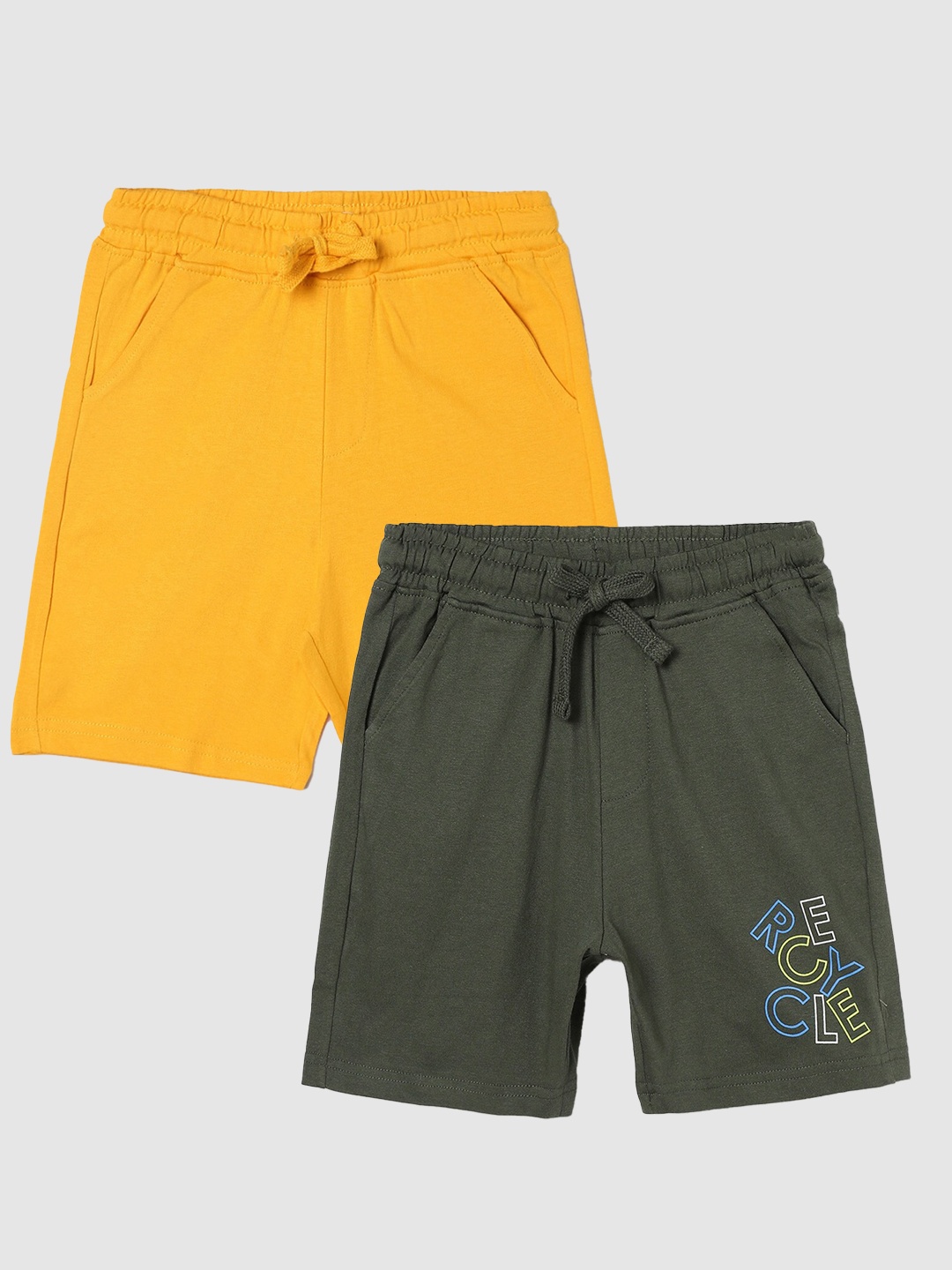 

Fame Forever by Lifestyle Boys Pack Of 2 Printed Cotton Regular Shorts, Yellow
