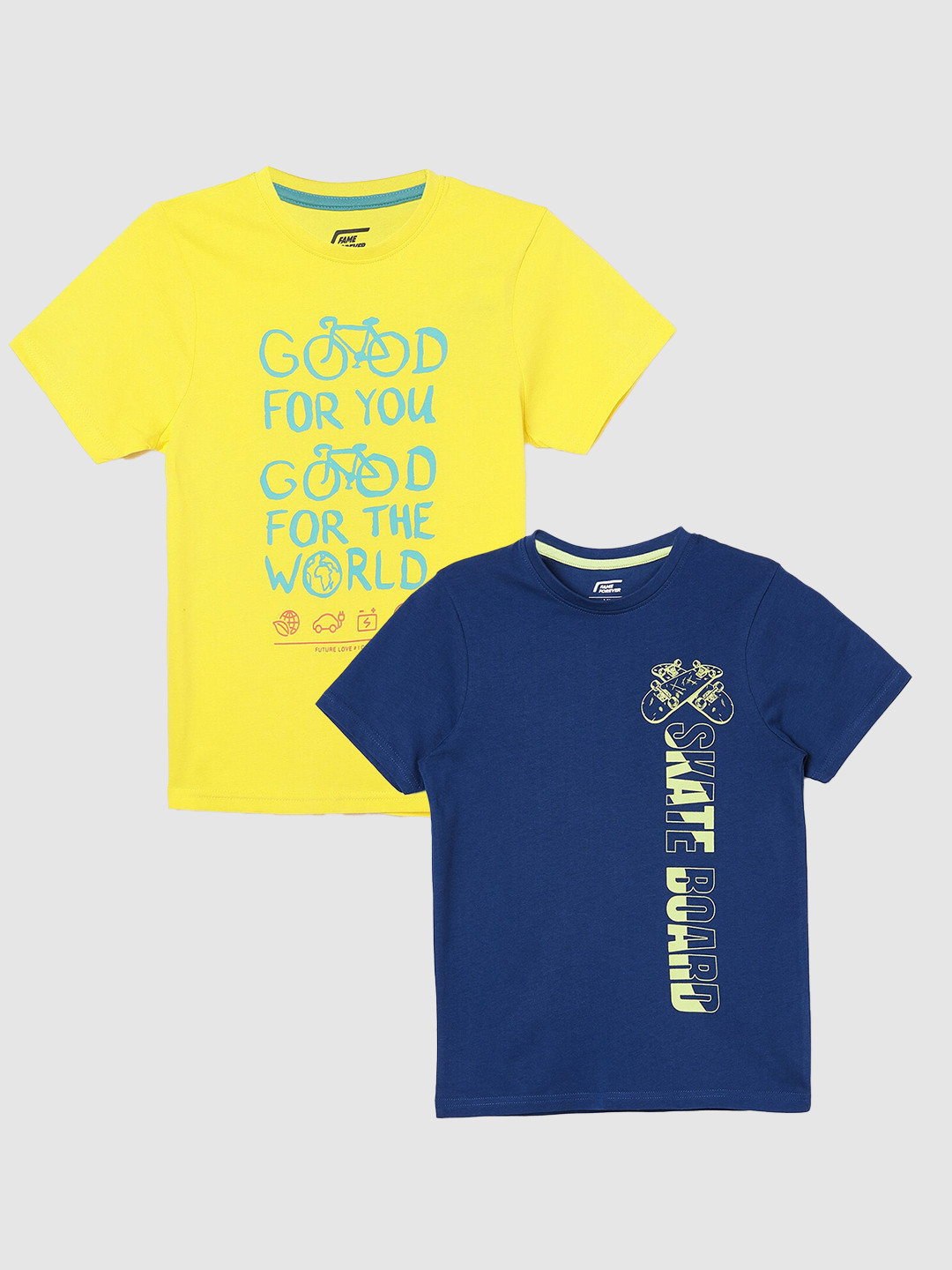 

Fame Forever by Lifestyle Boys Pack Of 2 Printed Pure Cotton T-Shirts, Yellow