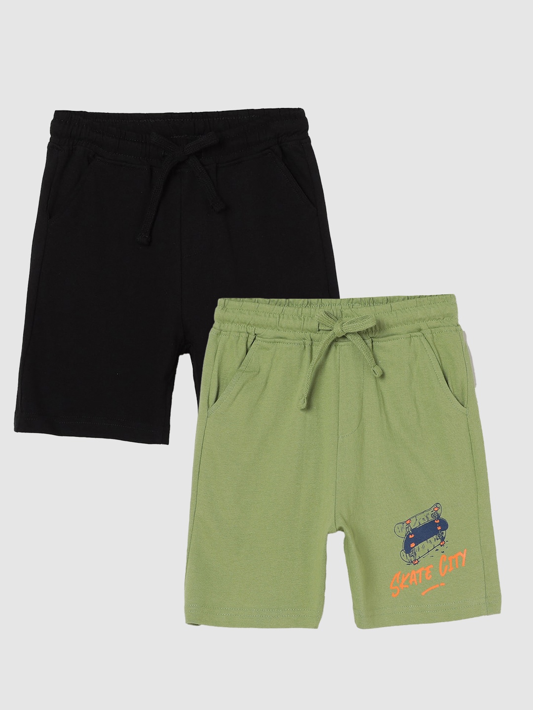 

Fame Forever by Lifestyle Boys Pack Of 2 Printed Pure Cotton Regular Shorts, Black