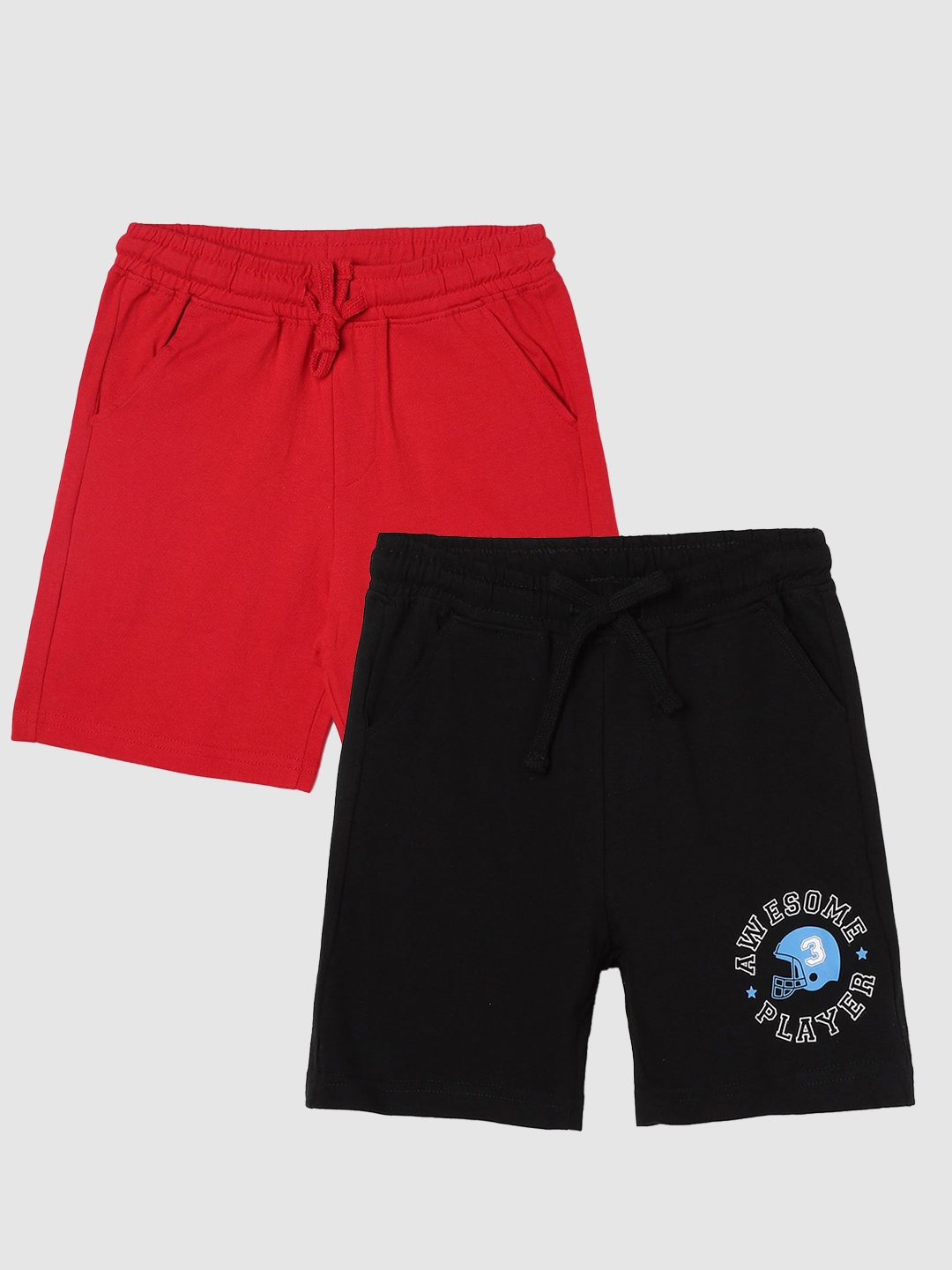 

Fame Forever by Lifestyle Boys Pack Of 2 Printed Cotton Regular Shorts, Red