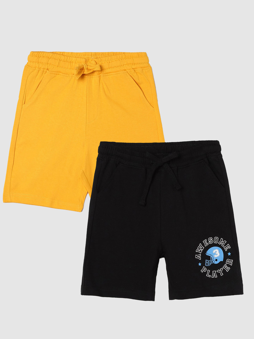 

Fame Forever by Lifestyle Boys Pack Of 2 Printed Cotton Regular Shorts, Yellow