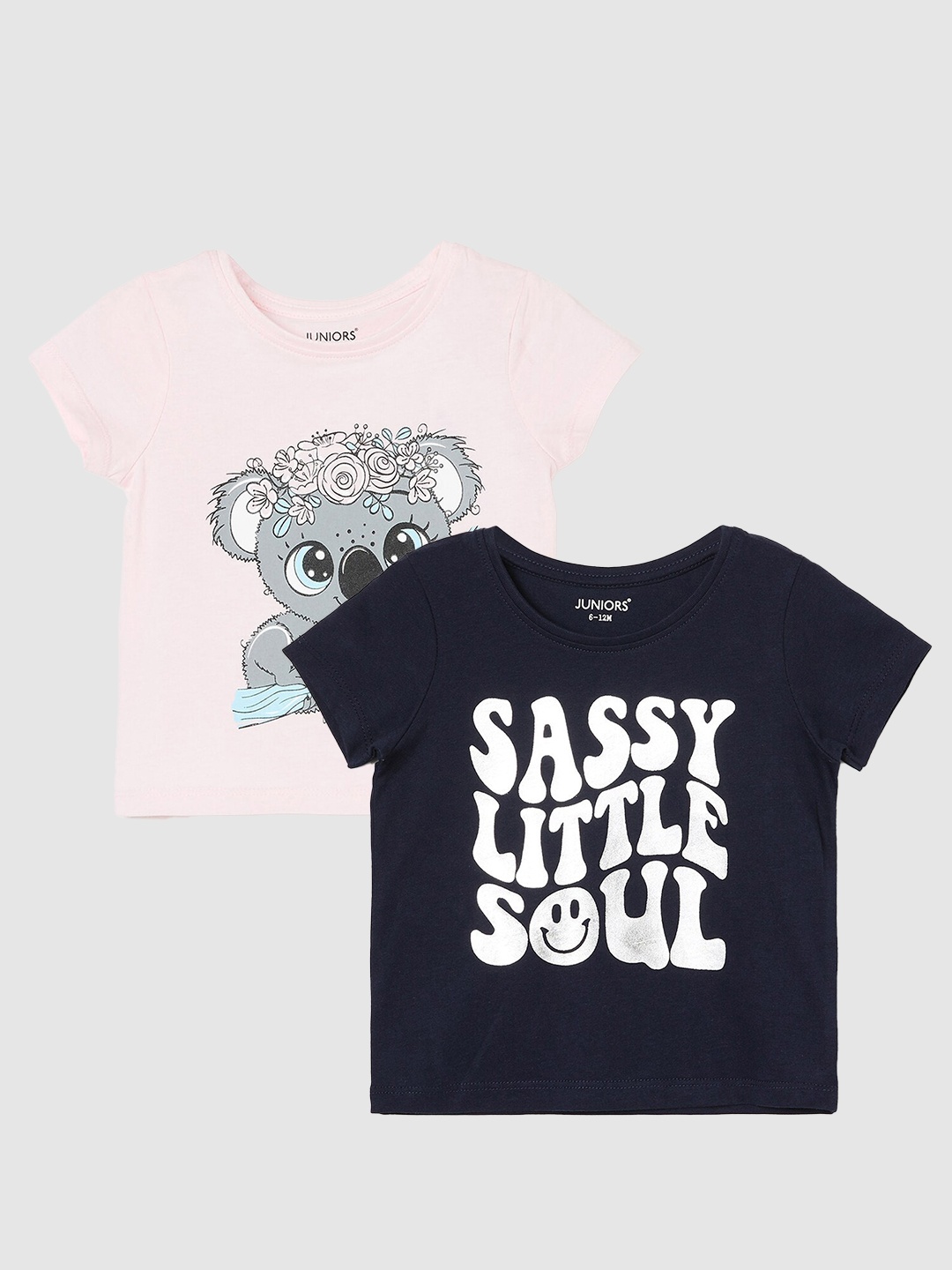 

Juniors by Lifestyle Girls Pack Of 2 Printed Pure Cotton T-Shirts, Pink