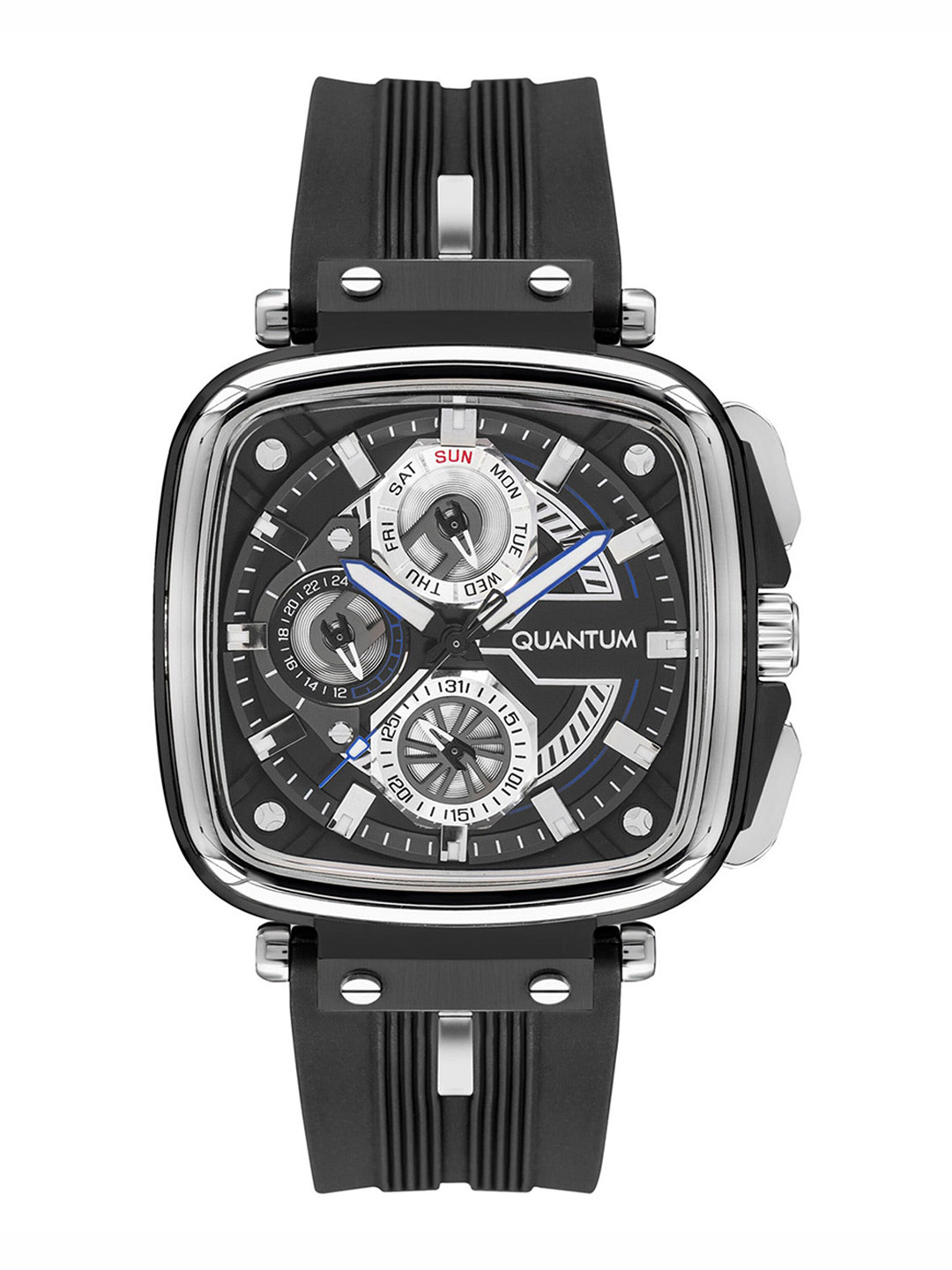 

Quantum Men Square Dial Quantum Powertech Multi Function Analogue Watch PWG1014.351_A, Black