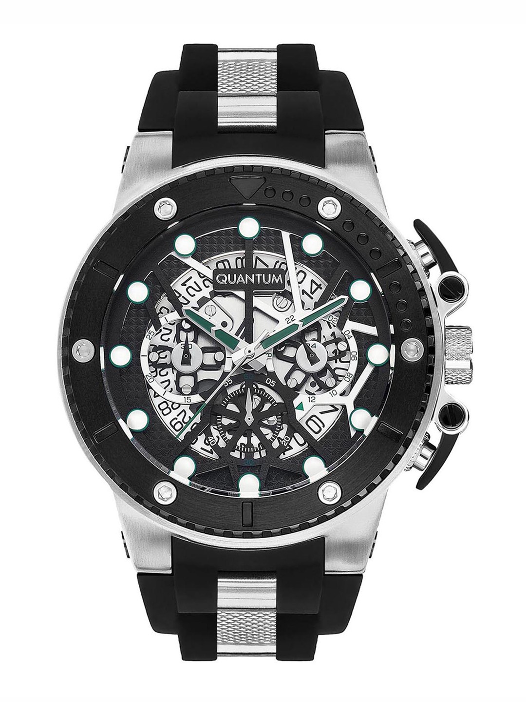 

Quantum Men Brass Dial Analogue Chronograph Watch HNG535.351_A, Black