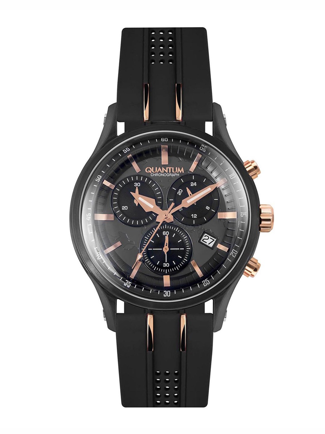 

Quantum Regular Style Silicon Straps Analogue Display Chronograph Watch PWG773.651, Black