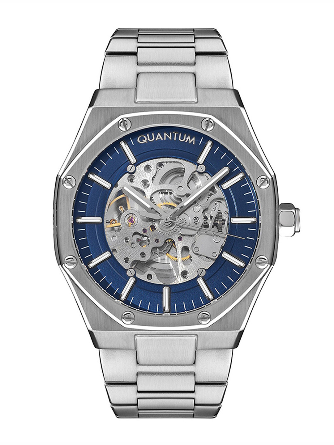 

Quantum Men Embellished Dial Bracelet Style Straps Automatic Motion Watch QMG998.390_A, Blue
