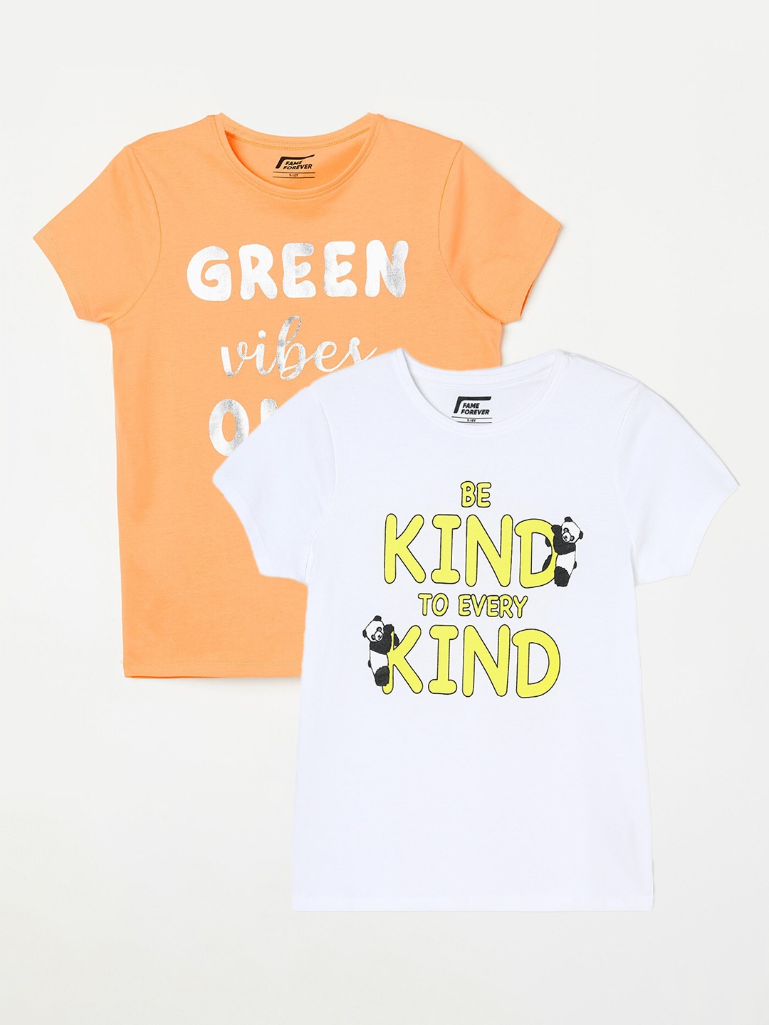 

Fame Forever by Lifestyle Girls Pack Of 2 Printed Cotton T-shirts, White